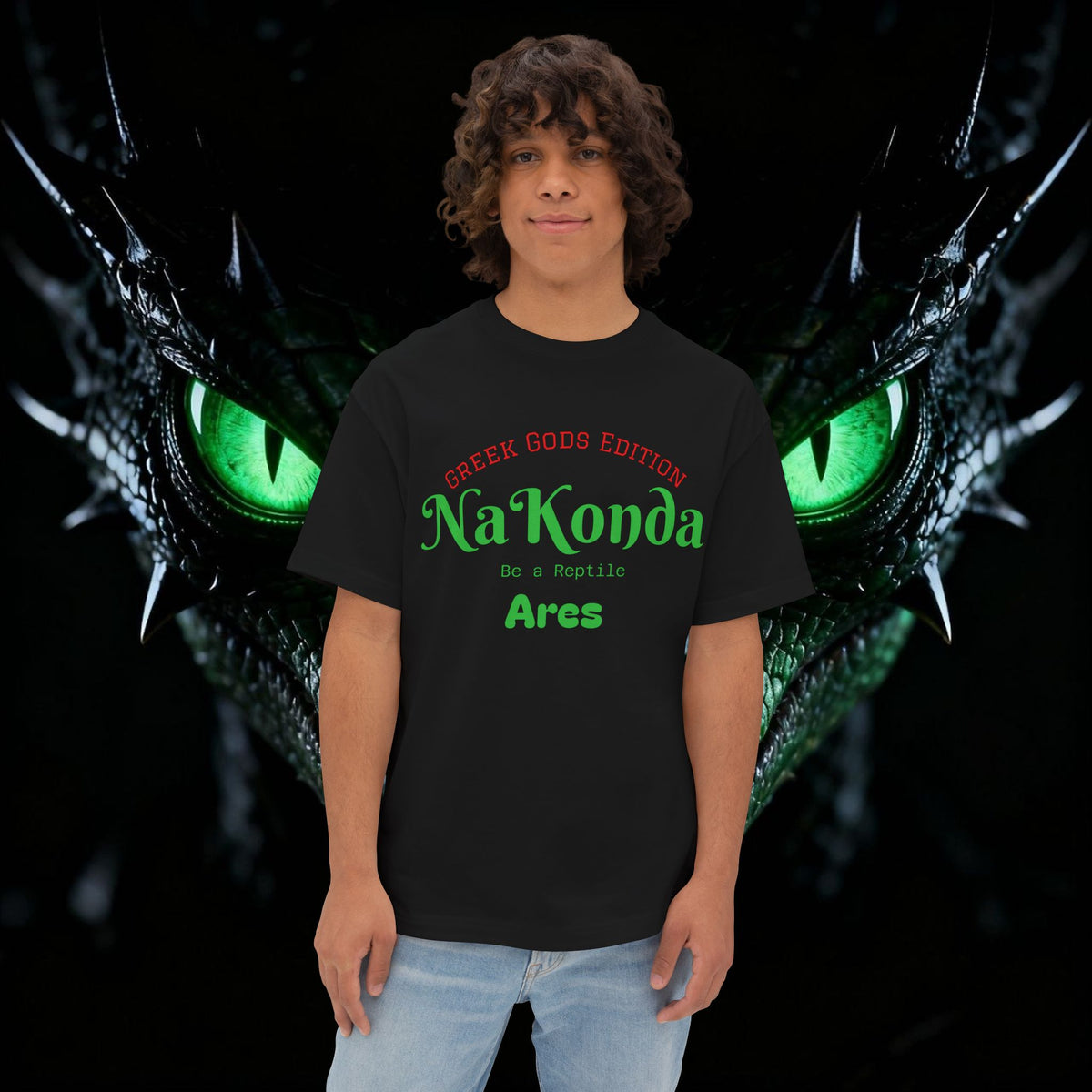 NaKonda Arcs Tee — Greek Gods Edition "Be a Reptile" Oversized Boxy T‑Shirt